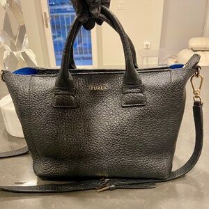 Furla black leather bag